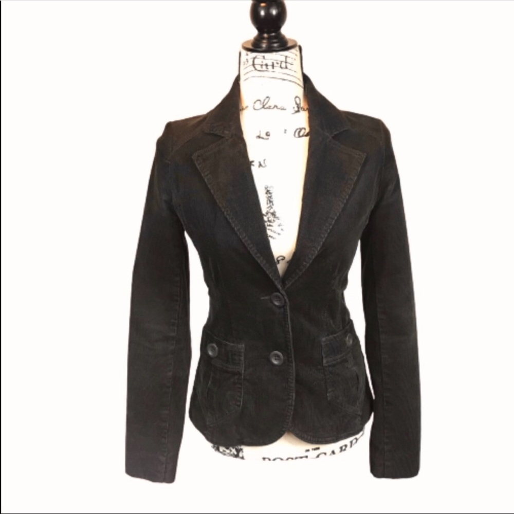 H&M brown corduroy blazer jacket size 4 casual